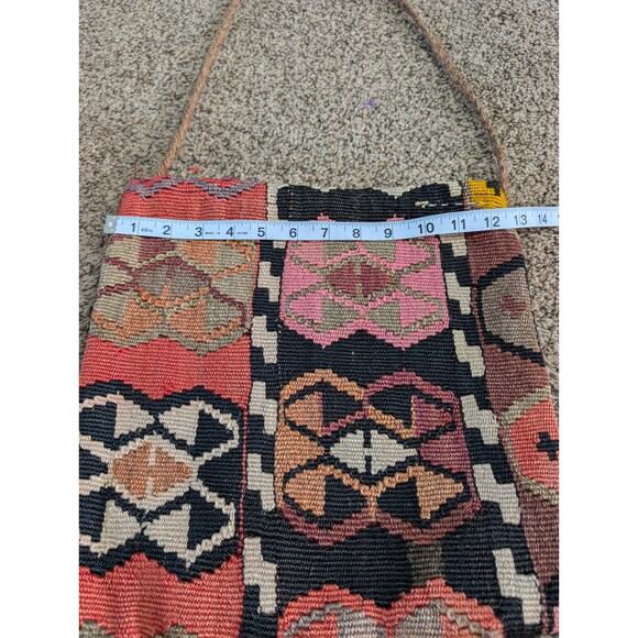 “VNTG, Handmade Kilim Wool Shoulder Bag Tribal Boho Crossbody Purse w/ Tassels - Picture 11 of 16